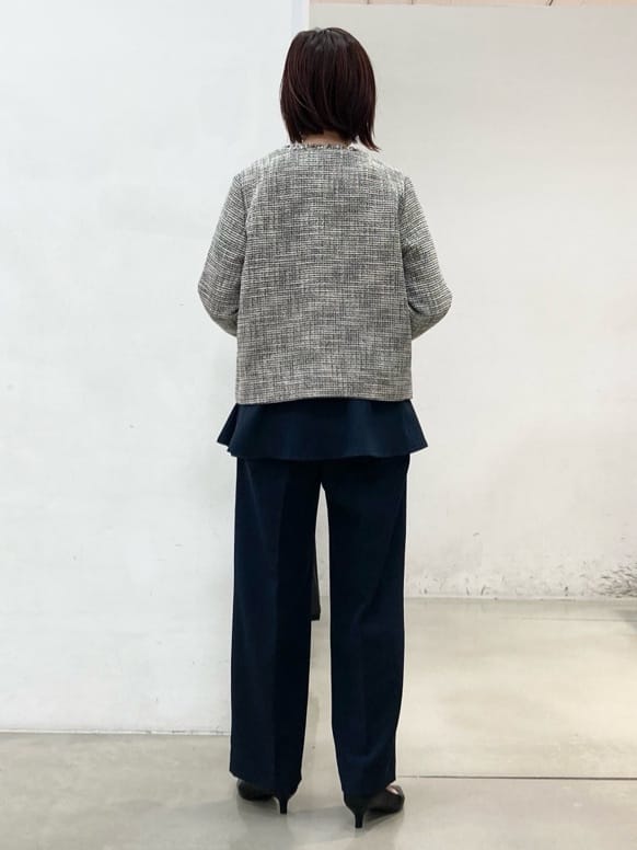 fujiさんの「THE SHOP TK｜◆【ONOFF活躍/セレモニー/通勤】ツイードノーカラージャケット/洗える」を使ったコーディネート