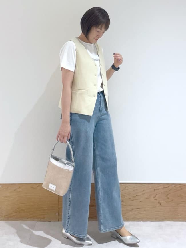 Yukinkoさんの「OPAQUE.CLIP｜◆メランジコンパクトジレ／セットアップ対応可【洗濯機洗い可】」を使ったコーディネート