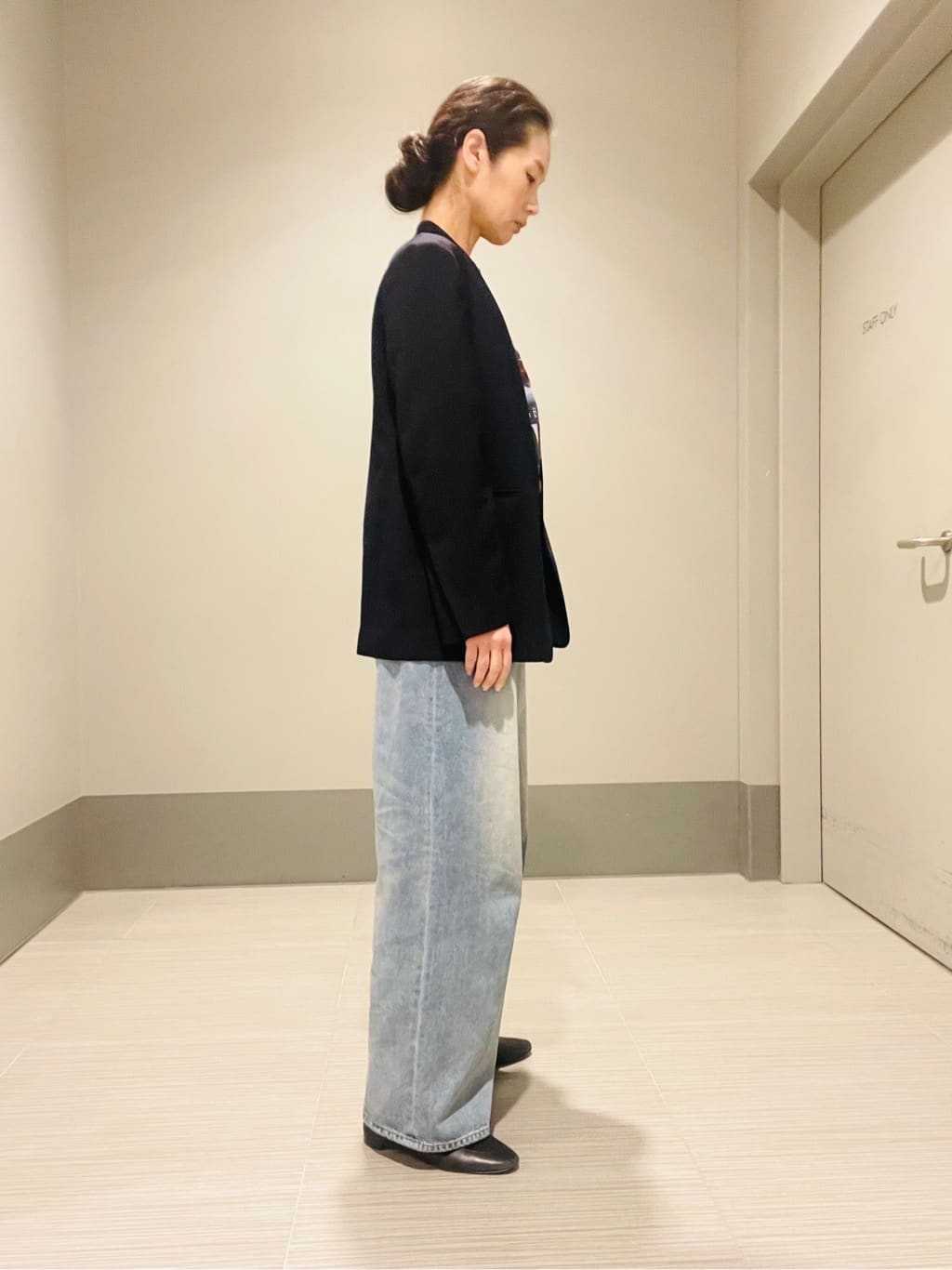 Annさんの「DRESSTERIOR｜ヴィンテージ加工ワイドデニムパンツ」を使ったコーディネート