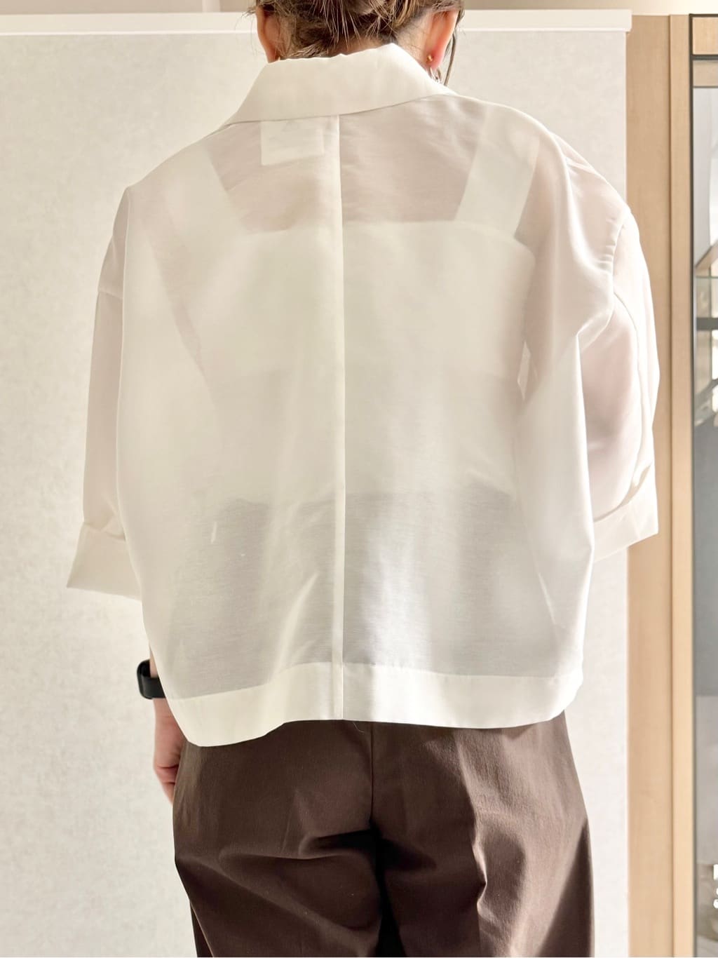 sayuさんの「UNTITLED｜◆【セットアップ可能】オーガンジーボクシーシャツ」を使ったコーディネート