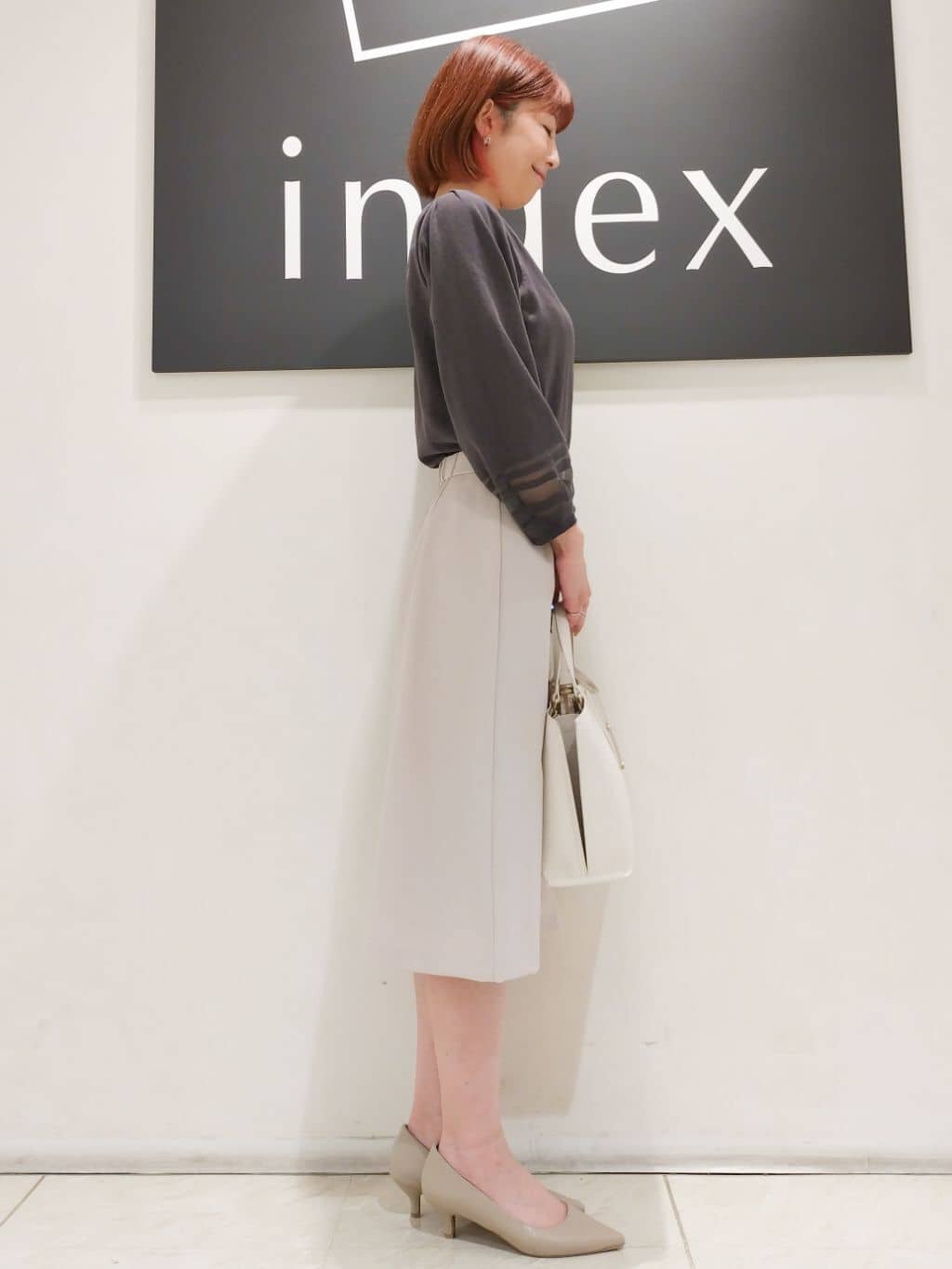 n.さんの「index｜◆シアーラインパフスリーブニット【UV／洗濯機洗い可】」を使ったコーディネート