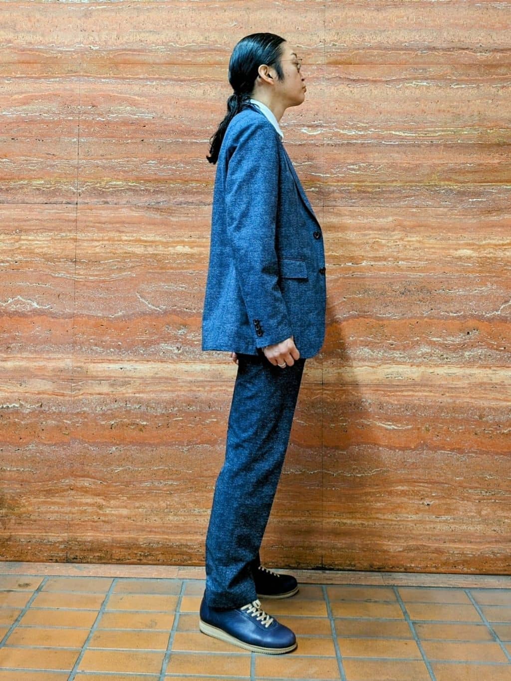 かしげるさんの「TAKEO KIKUCHI｜【抗菌防臭】COOL DOTS（R）ドビープリント ジャケット」を使ったコーディネート