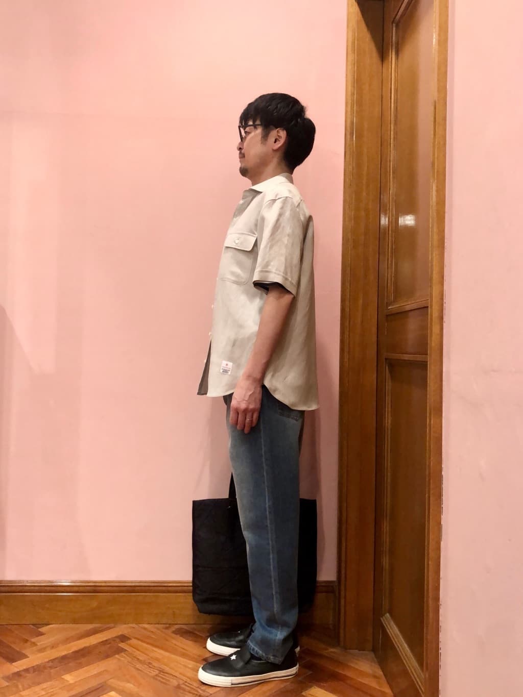 OKJさんの「DRESSTERIOR｜◆リネンレーヨン ハーフスリーブシャツ」を使ったコーディネート