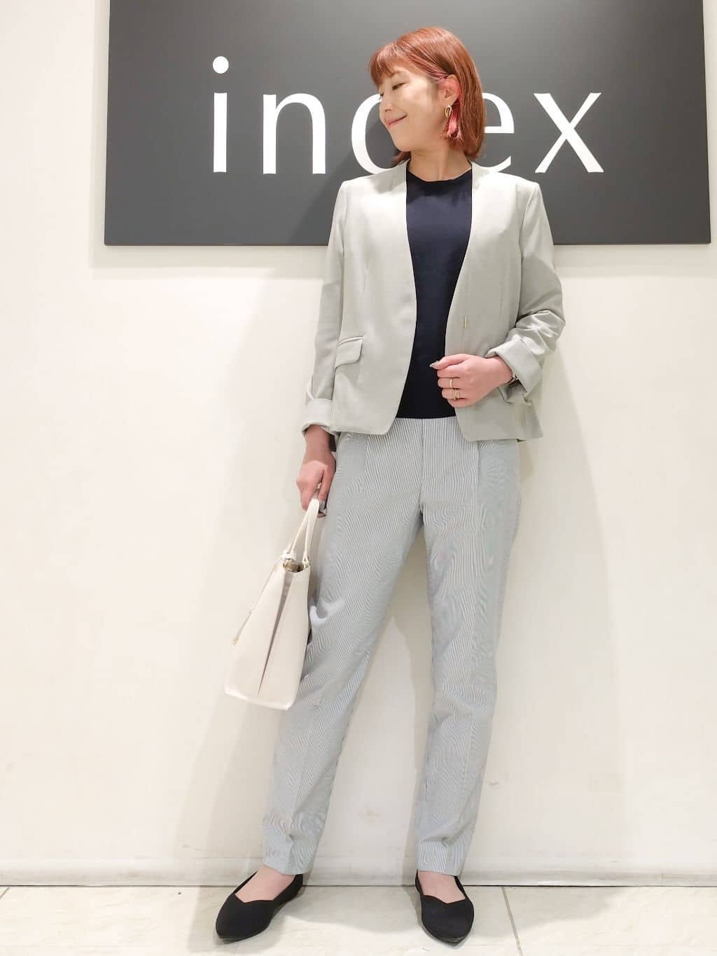 n.さんの「index｜◆ストレッチノーカラージャケット／セットアップ対応可【洗える／イージーアイロン／抗ピル】」を使ったコーディネート