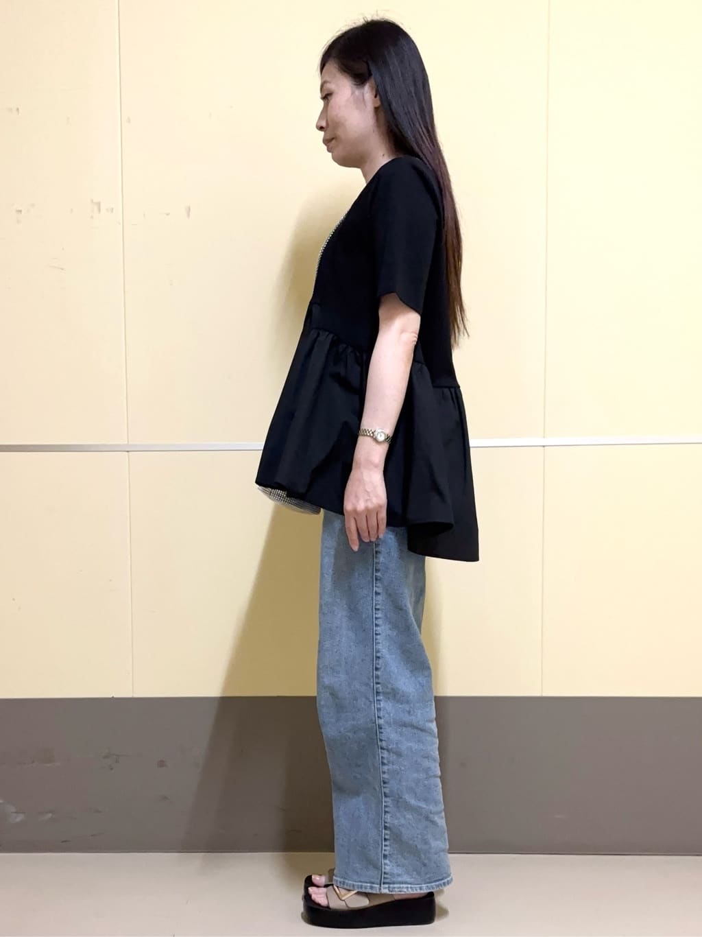 あきさんの「OPAQUE.CLIP｜◆ペプラムドッキングカットソー【洗濯機洗い可】」を使ったコーディネート