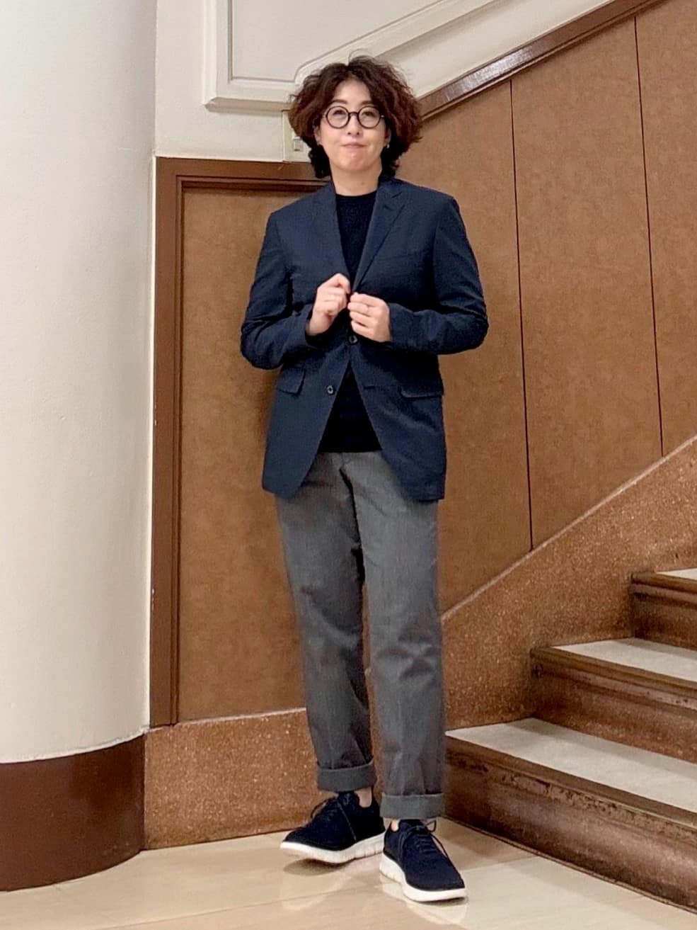 のぐみさんの「TAKEO KIKUCHI｜【抗菌防臭】COOL DOTS（R）ドビープリント ジャケット」を使ったコーディネート