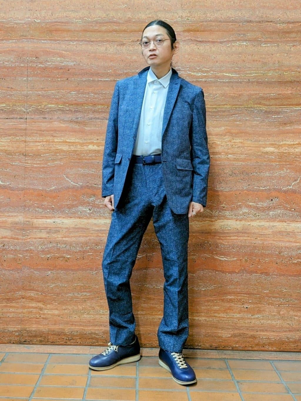 かしげるさんの「TAKEO KIKUCHI｜【抗菌防臭】COOL DOTS（R）ドビープリント ジャケット」を使ったコーディネート