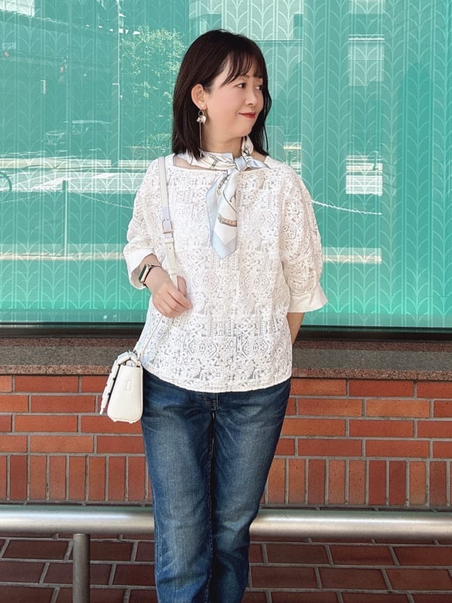 makiさんの「UNTITLED｜【Healthy DENIM&times;UNTITLED】別注 R Mrytle（リマートル）テーパードデニム」を使ったコーディネート