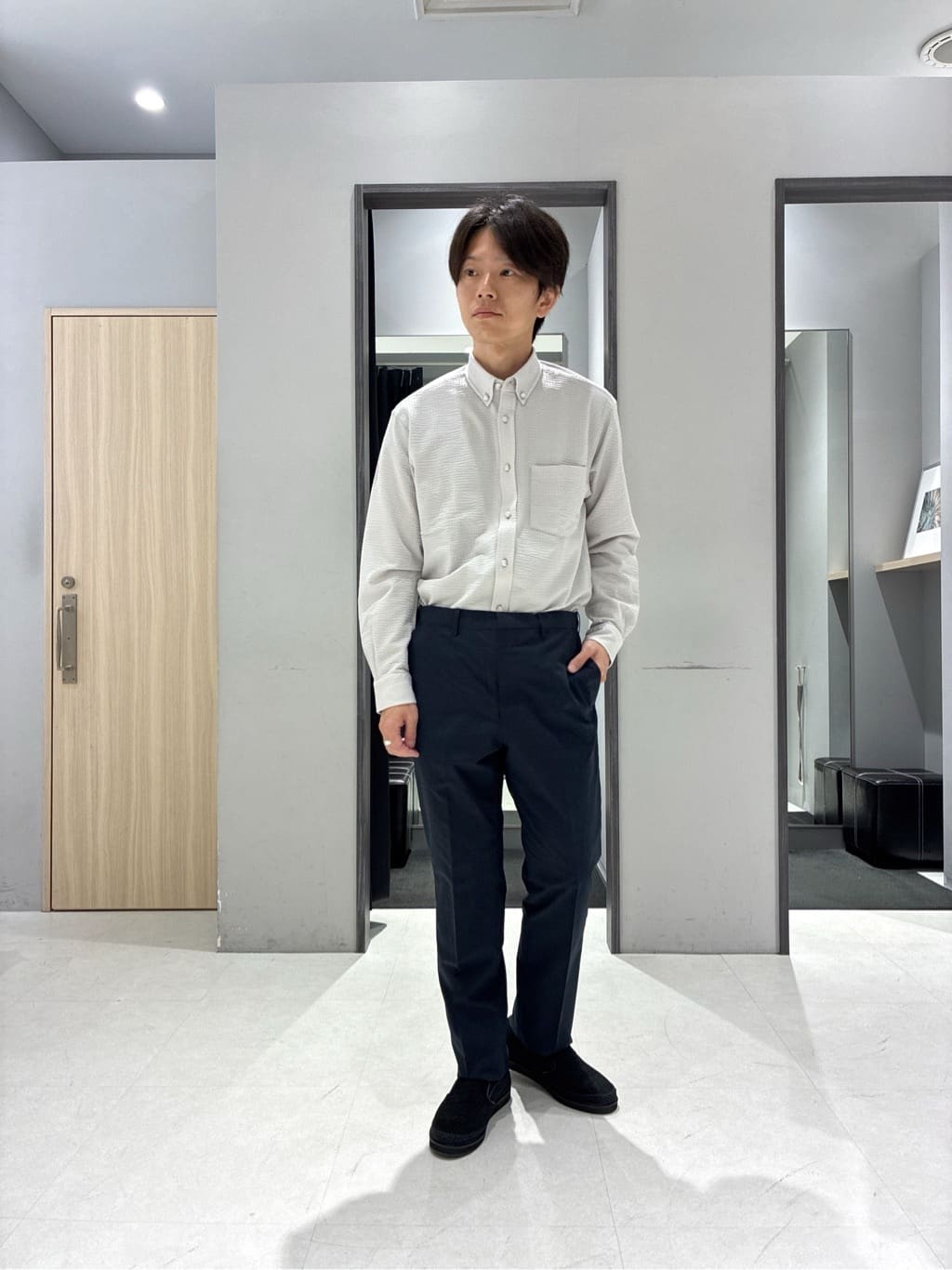 わいずみさんの「TAKEO KIKUCHI｜【抗菌防臭】COOL DOTS（R）ドビープリント ジャケット」を使ったコーディネート