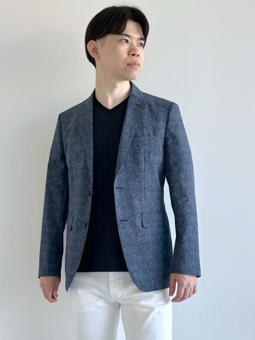 イッシーさんの「TAKEO KIKUCHI｜【抗菌防臭】COOL DOTS（R）ドビープリント ジャケット」を使ったコーディネート