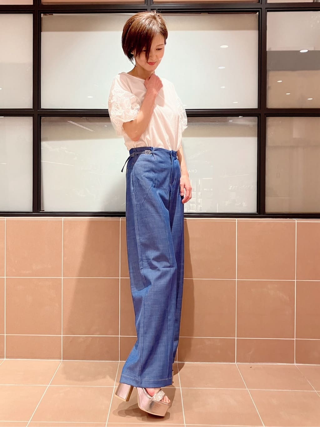Ｋさんの「ESPERANZA｜【ラク盛り／サンダル】リピーター続出／脚長美脚　ミュールサンダル」を使ったコーディネート