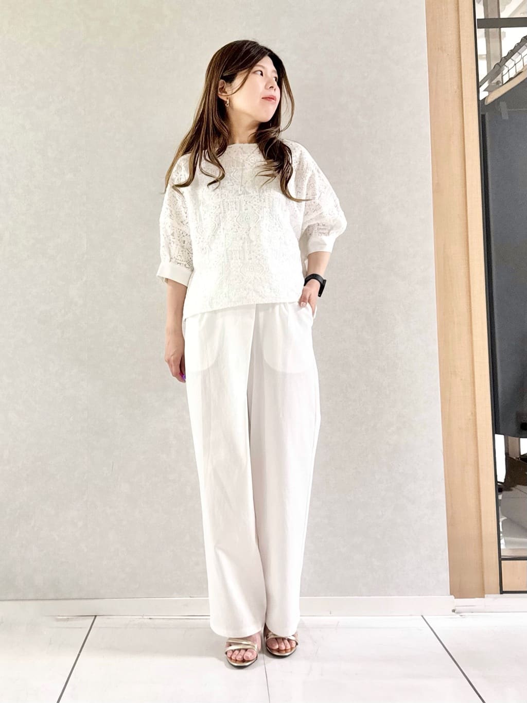 sayuさんの「UNTITLED｜◆【トレンド/七分袖】タイプライター ノーカラージャケット」を使ったコーディネート