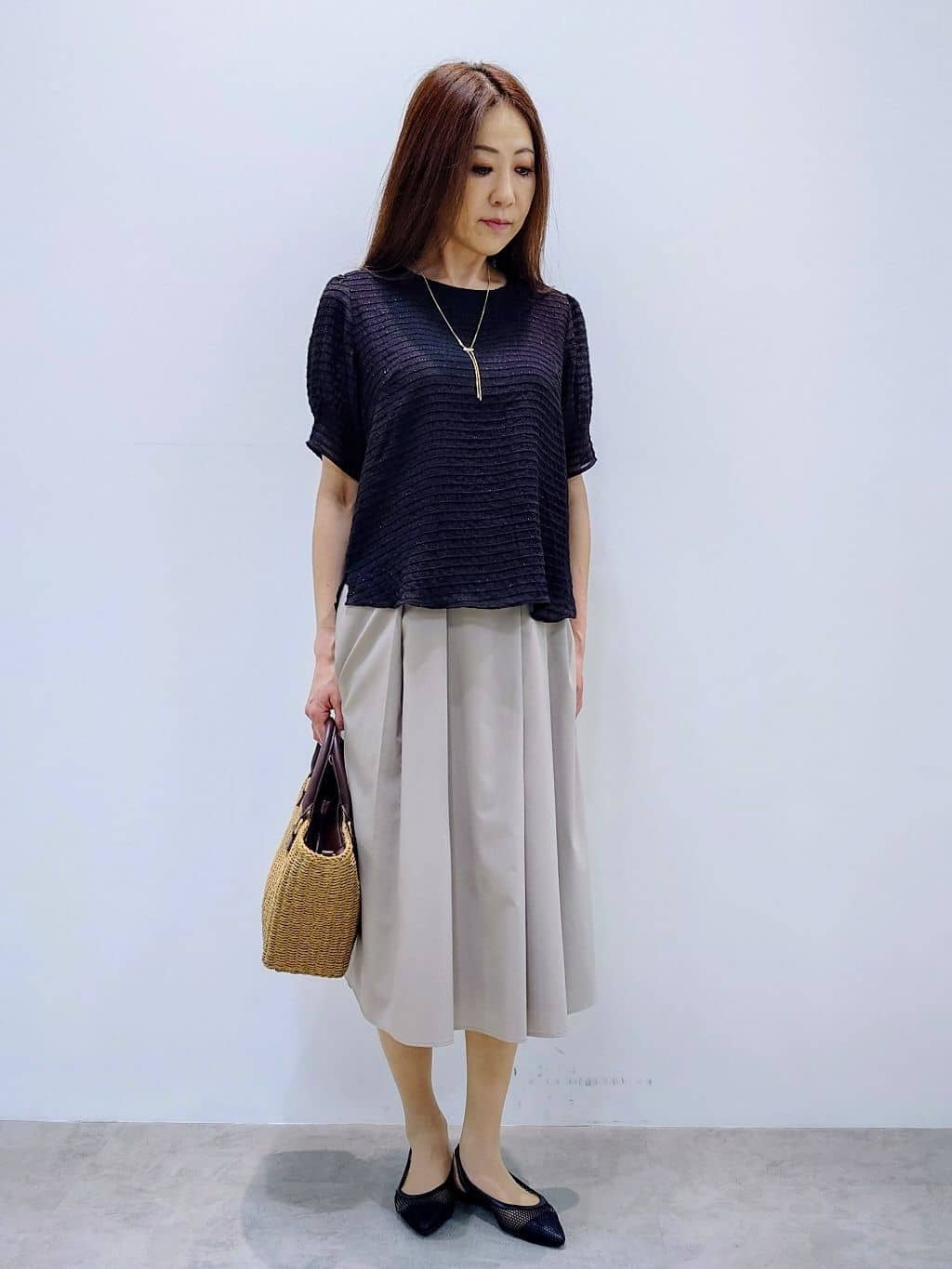 yoshiさんの「Reflect｜◆【夏SALE／手洗い可】トゥインクルボーダーブラウス」を使ったコーディネート