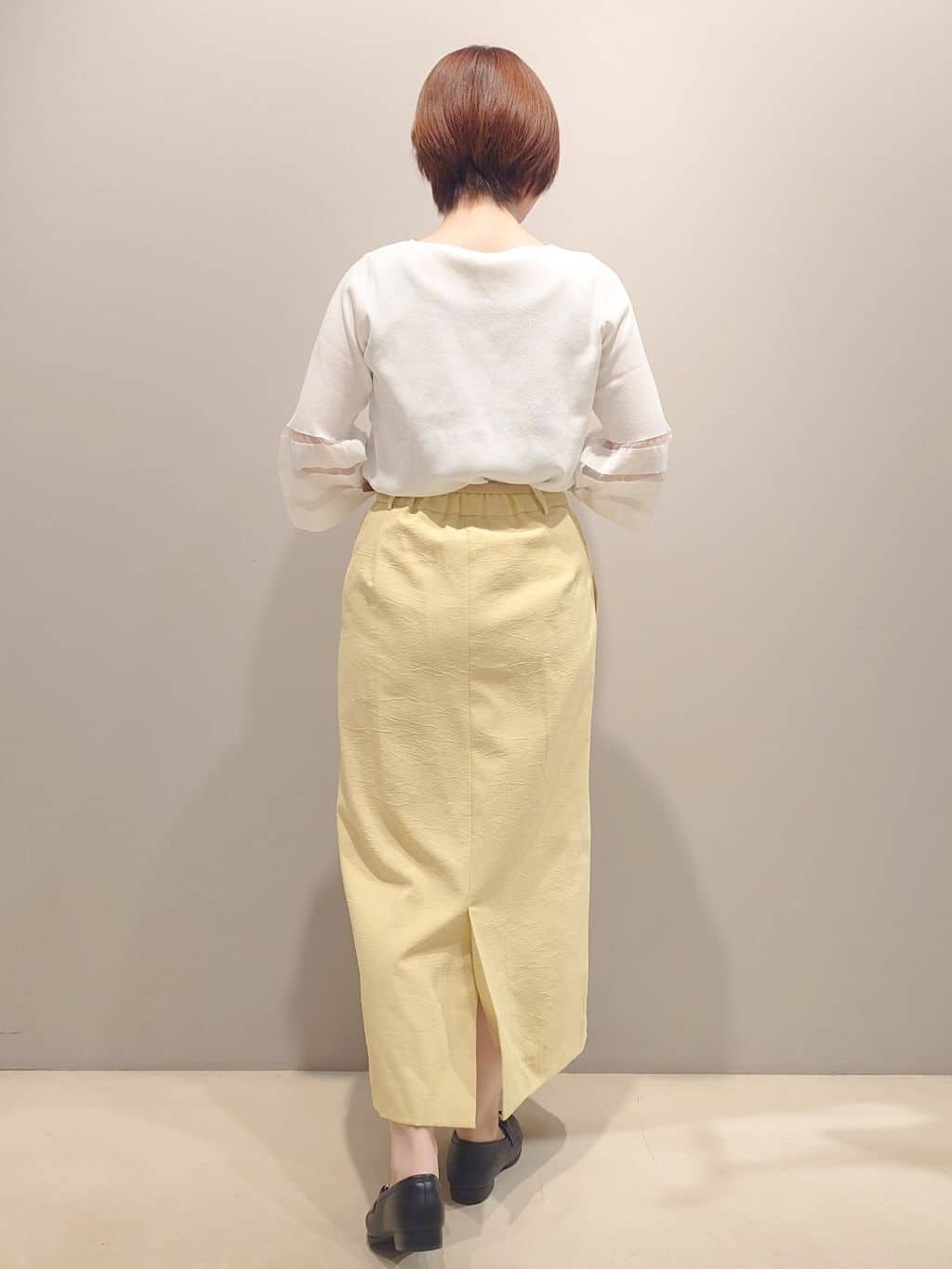 me：)さんの「OPAQUE.CLIP｜◆《6色展開》シアーボーダーフレアスリーブニット【洗濯機洗い可】」を使ったコーディネート