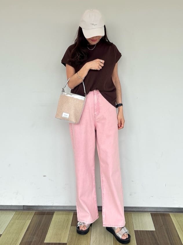 M. さんの「OPAQUE.CLIP｜◆ワイドリブフレンチTシャツ【洗濯機洗い可】」を使ったコーディネート