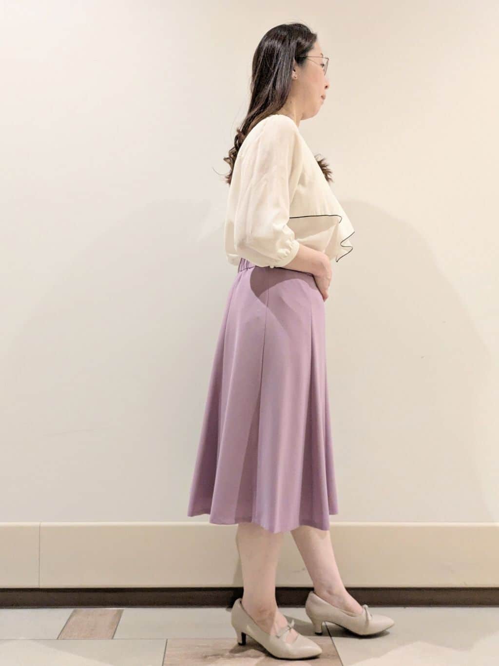 imamiさんの「Reflect｜◆【マシンウォッシュ可／細見え】フレアシルエットスカート」を使ったコーディネート