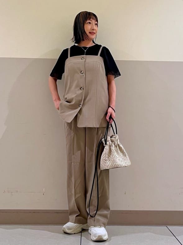 MOさんの「THE SHOP TK｜◆麻調キャミビスチェ【洗濯機OK】」を使ったコーディネート