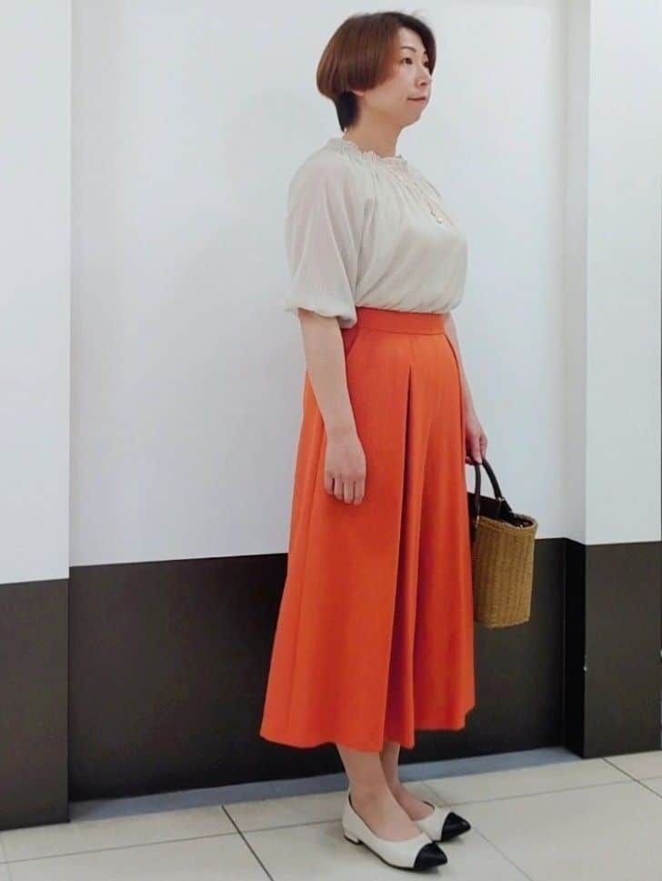 じゅりさんの「Reflect｜◆【洗える】タックスカート風ワイドパンツ」を使ったコーディネート
