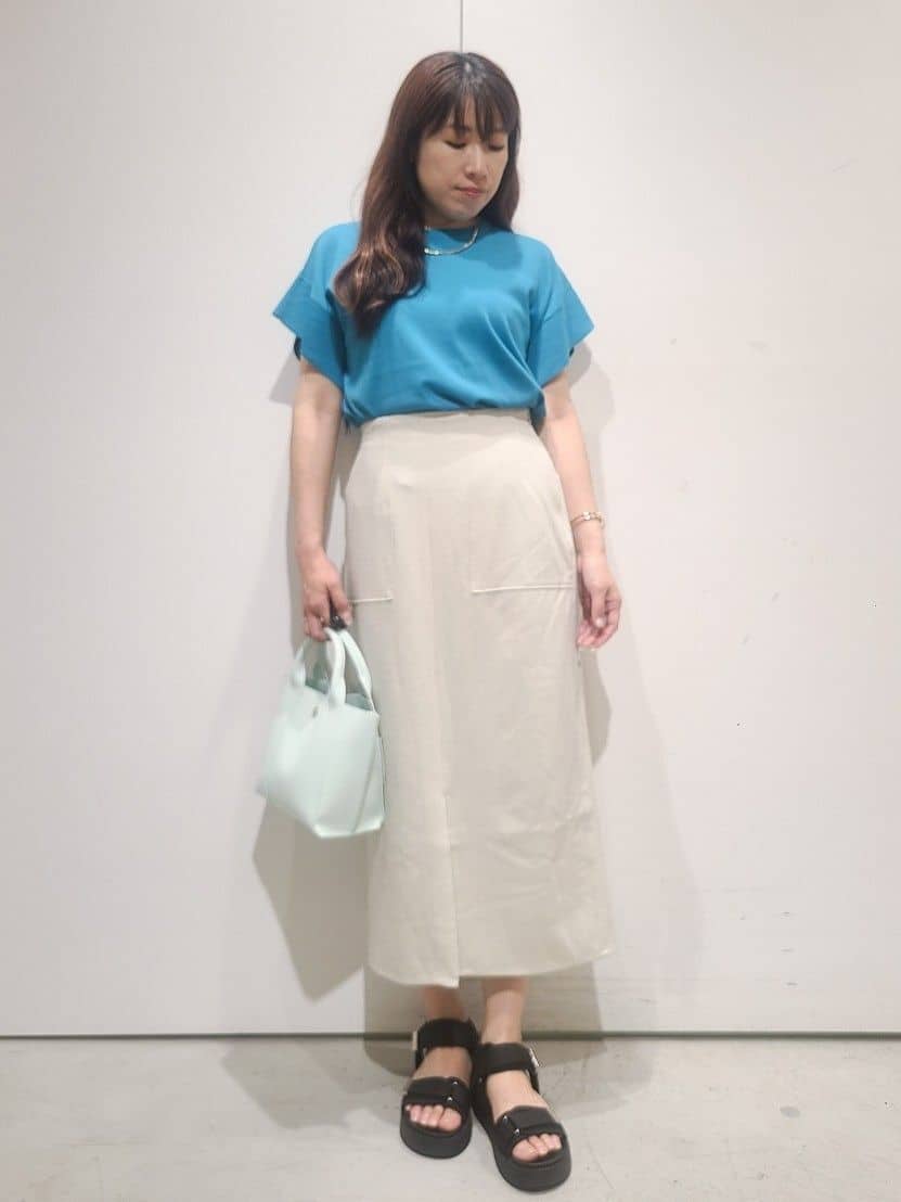 hmさんの「OPAQUE.CLIP｜◆フリルスリーブニット【UVケア／接触冷感／洗濯機洗い可／抗ピル】」を使ったコーディネート
