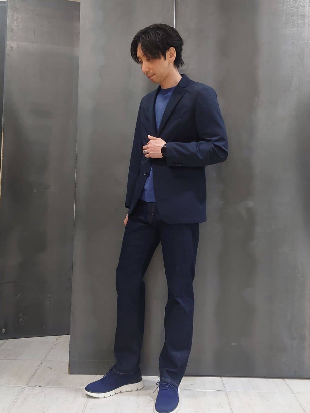 kawamuさんの「TAKEO KIKUCHI｜【抗菌防臭】COOL DOTS（R）ドビープリント ジャケット」を使ったコーディネート