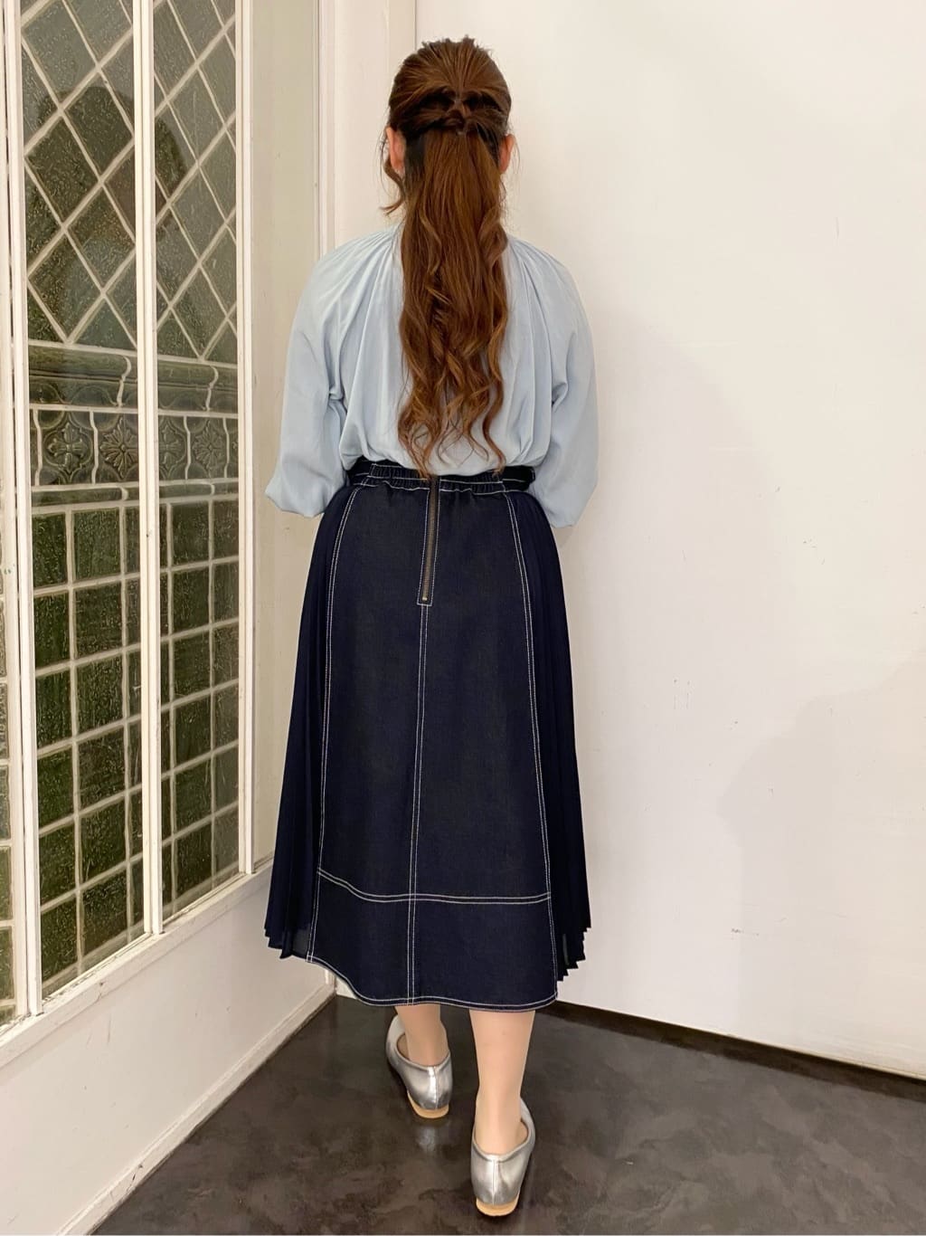なるみんさんの「grove｜グローブ人気のスカート！デニムサイドプリーツスカート」を使ったコーディネート