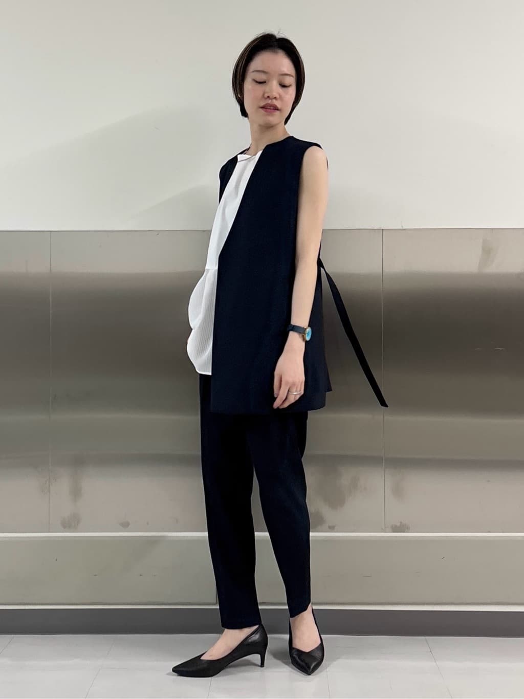 kanaeさんの「INDIVI｜【洗える／レイヤードにも活躍】ペプラムインナートップス」を使ったコーディネート