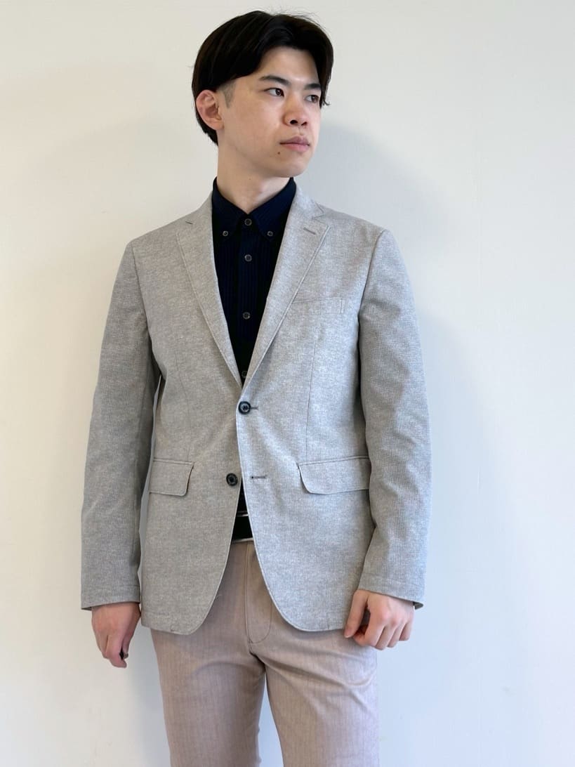 イッシーさんの「TAKEO KIKUCHI｜【抗菌防臭】COOL DOTS（R）ドビープリント ジャケット」を使ったコーディネート