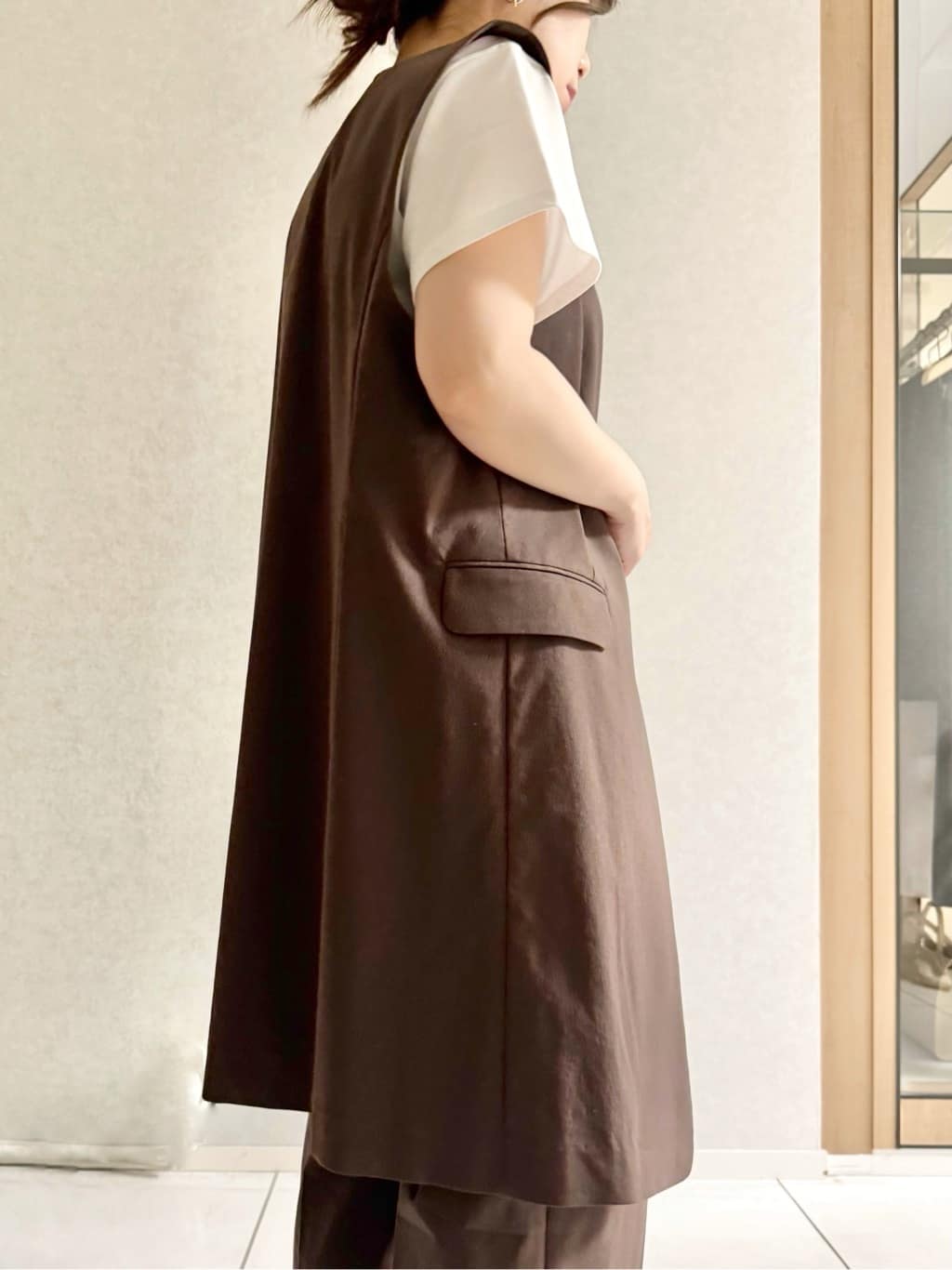 sayuさんの「UNTITLED｜◆【セットアップ可能／オンオフ】ラミー混カラーレスジレ」を使ったコーディネート