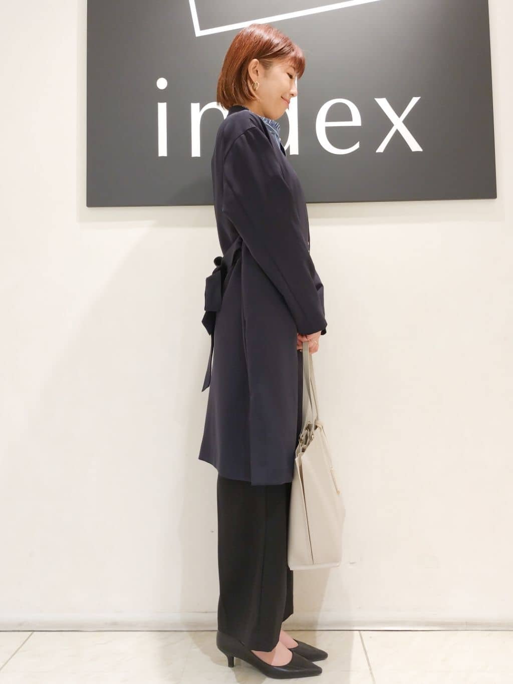 n.さんの「index｜◆ストレッチノーカラーコート【洗濯機洗い可／イージーアイロン】」を使ったコーディネート
