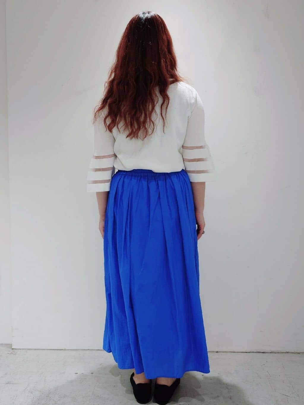 NONさんの「OPAQUE.CLIP｜◆《6色展開》シアーボーダーフレアスリーブニット【洗濯機洗い可】」を使ったコーディネート