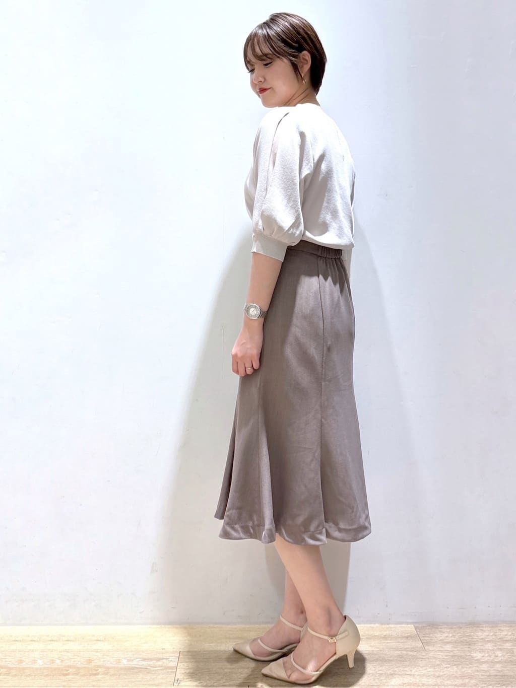 mizukiさんの「index｜《6色展開／XS-LLサイズ》ドライタッチ デザインスリーブニット【洗濯機洗い可／接触冷感／抗ピル】」を使ったコーディネート