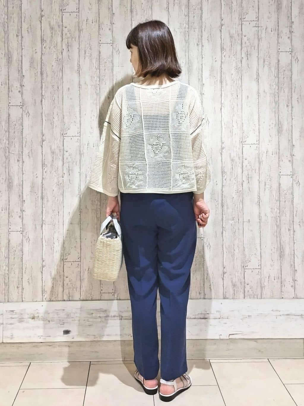 せとなさんの「index｜◆麻混モチーフ柄スカシニット【洗濯機洗い可】」を使ったコーディネート