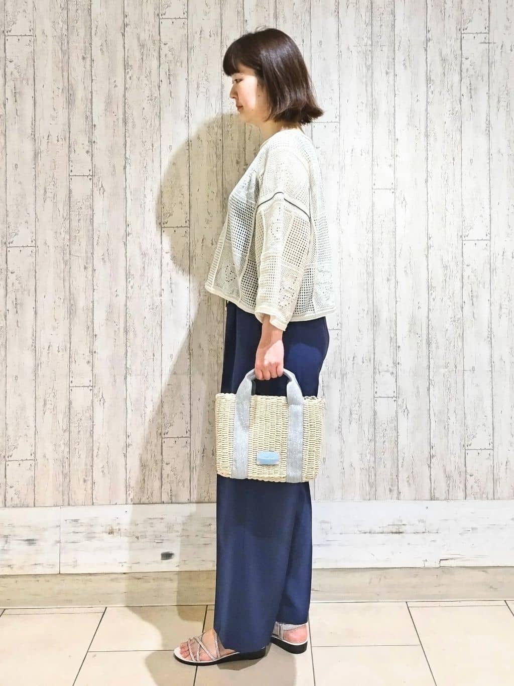 せとなさんの「index｜◆麻混モチーフ柄スカシニット【洗濯機洗い可】」を使ったコーディネート
