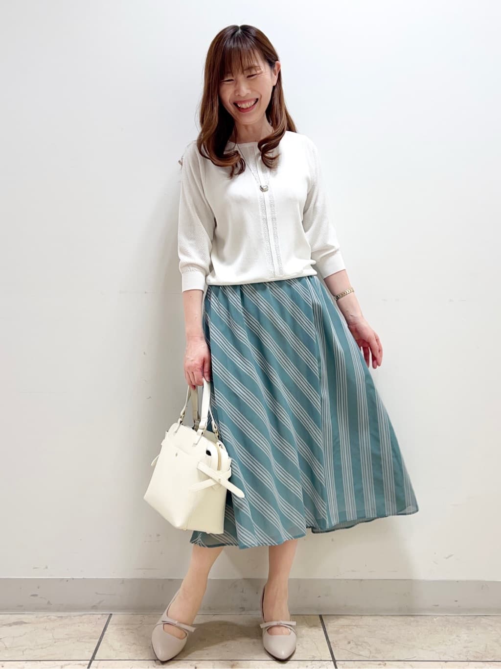 yuさんの「Reflect｜◆【手洗い可】ストライプ柄シアースカート」を使ったコーディネート