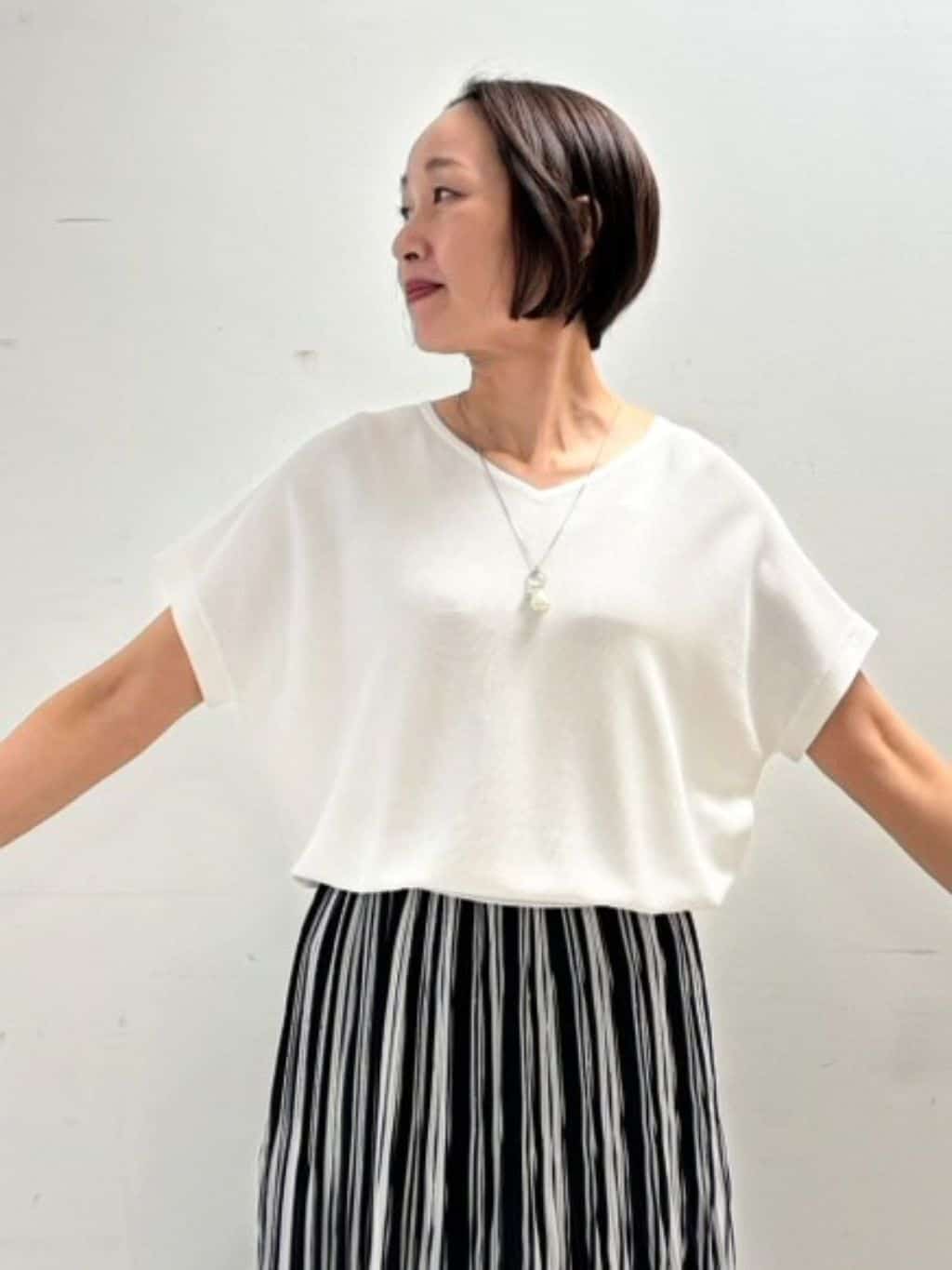 keikoさんの「COUP DE CHANCE｜◆【日本製】ロングフェイクパールネックレス3」を使ったコーディネート