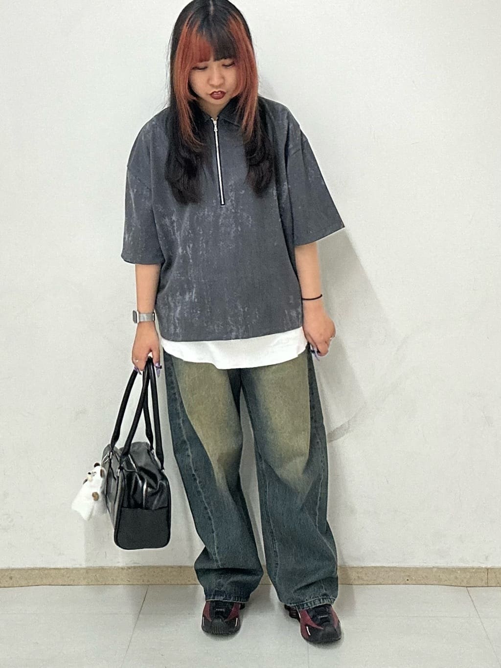 MANAさんの「tk.TAKEO KIKUCHI｜◆ヴィンテージライクハーフジップポロシャツ」を使ったコーディネート