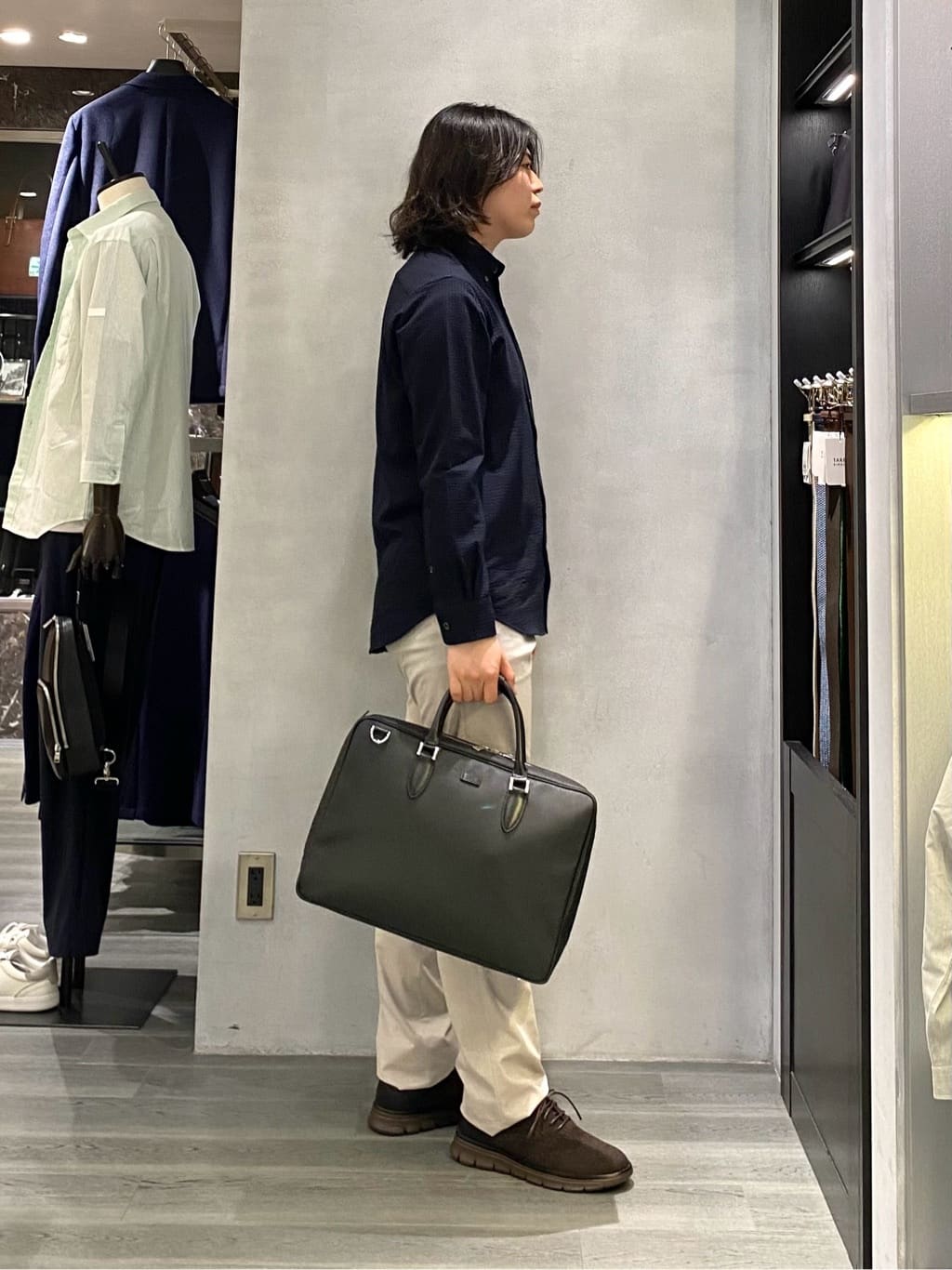 nishiさんの「TAKEO KIKUCHI｜【抗菌防臭/シーズンレス】シアサッカー ジャージシャツ」を使ったコーディネート