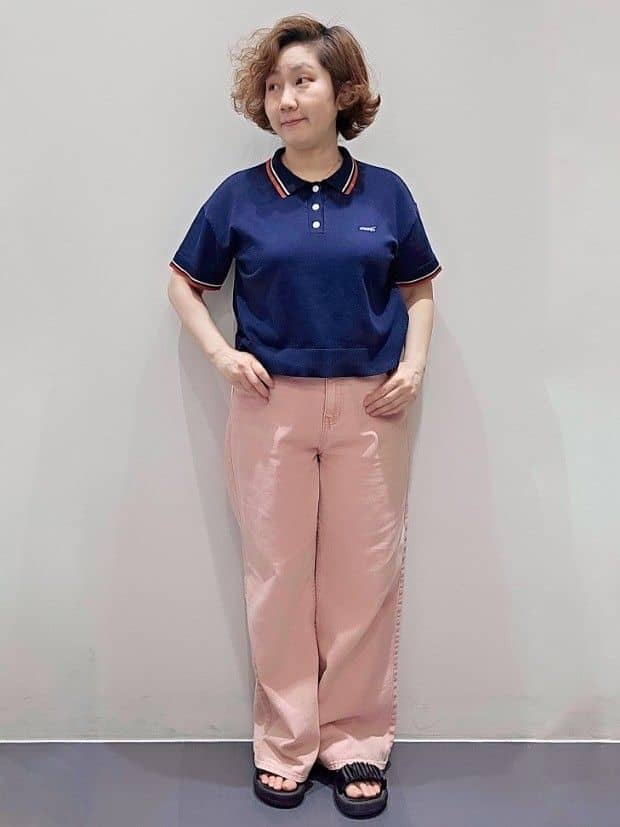 ゆきをさんの「OPAQUE.CLIP｜◆ロゴ刺繍ポロニット【洗濯機洗い可／抗ピル】」を使ったコーディネート