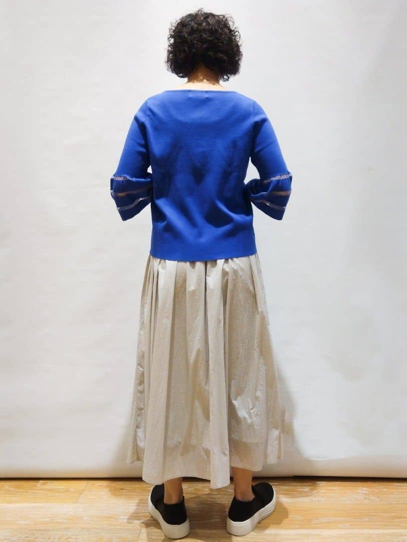 ぽんさんの「OPAQUE.CLIP｜◆《6色展開》シアーボーダーフレアスリーブニット【洗濯機洗い可】」を使ったコーディネート