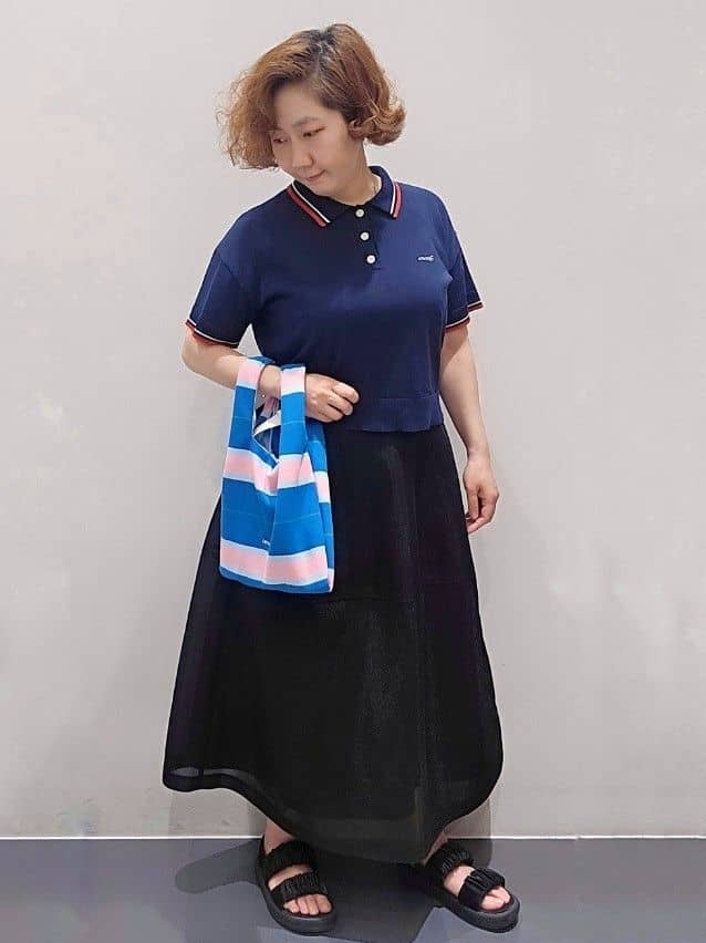 ゆきをさんの「OPAQUE.CLIP｜◆ロゴ刺繍ポロニット【洗濯機洗い可／抗ピル】」を使ったコーディネート