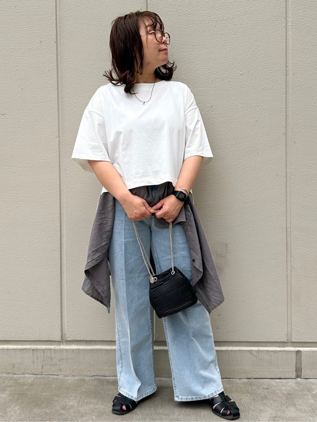 naomiさんの「OPAQUE.CLIP｜◆ボートネックショートTシャツ【洗濯機洗い可】」を使ったコーディネート