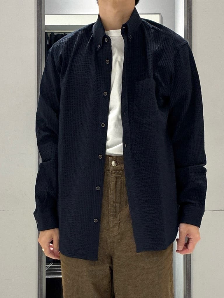 わいずみさんの「TAKEO KIKUCHI｜【抗菌防臭/シーズンレス】シアサッカー ジャージシャツ」を使ったコーディネート