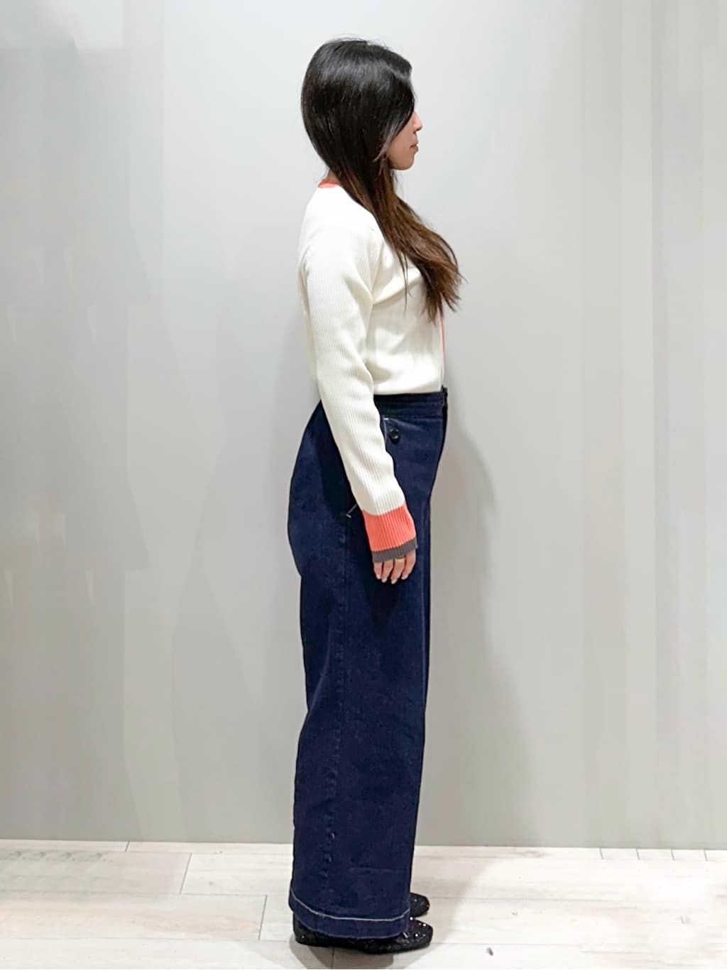 Iguさんの「THE SHOP TK｜◆配色リブニット【洗える】」を使ったコーディネート