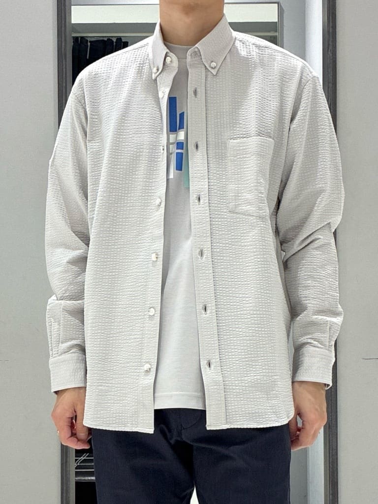わいずみさんの「TAKEO KIKUCHI｜【抗菌防臭/シーズンレス】シアサッカー ジャージシャツ」を使ったコーディネート