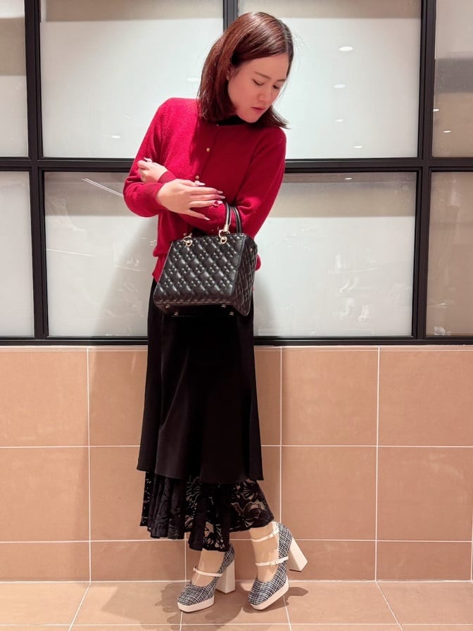 すみれさんの「ESPERANZA｜スクエアトゥダブルストラップ厚底パンプス 結婚式二次会 パーティー 25SS」を使ったコーディネート