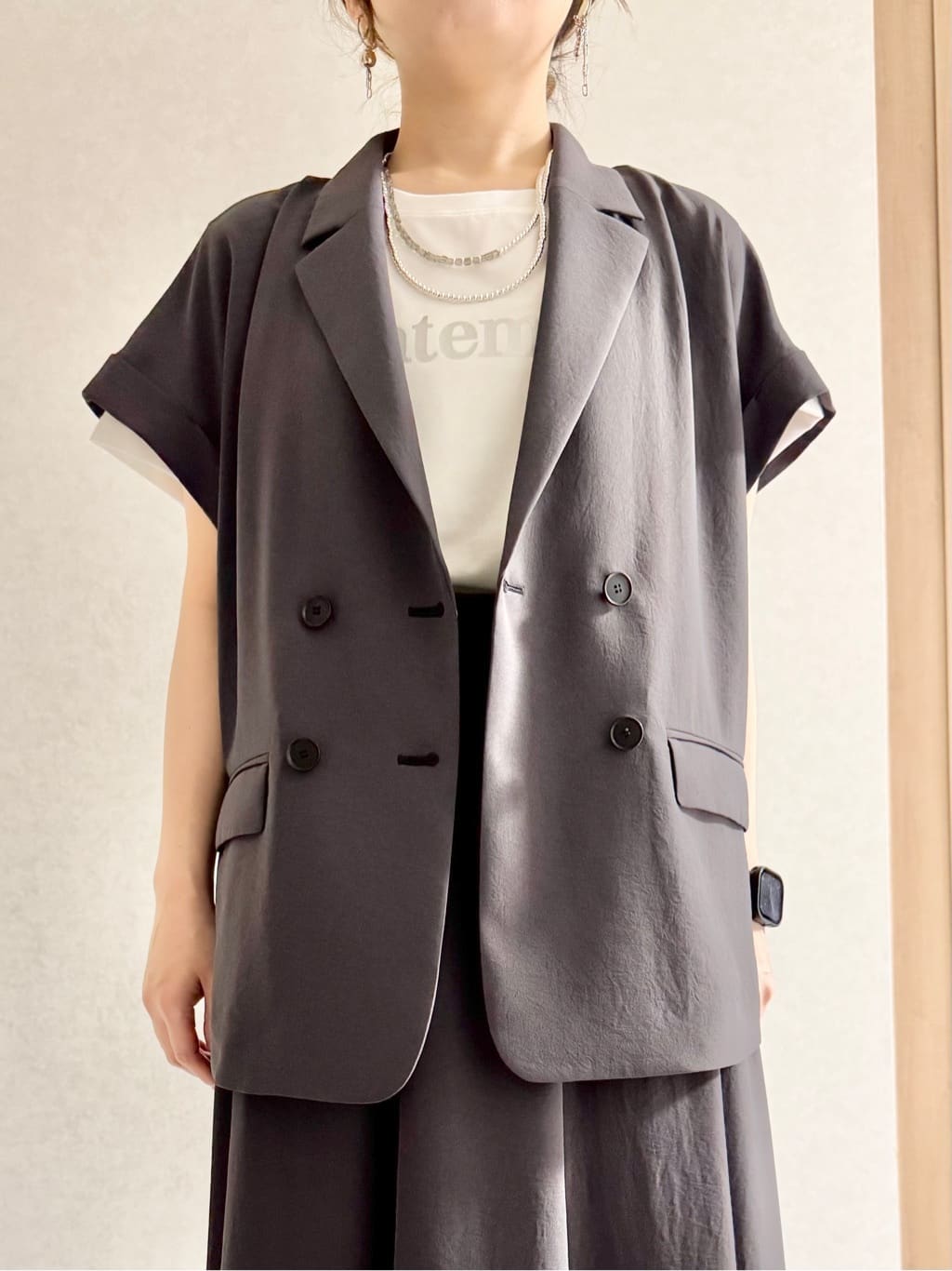 sayuさんの「UNTITLED｜◆【セットアップ可能/接触冷感/イージーケア】リラクミスト　ハーフスリーブジャケット」を使ったコーディネート