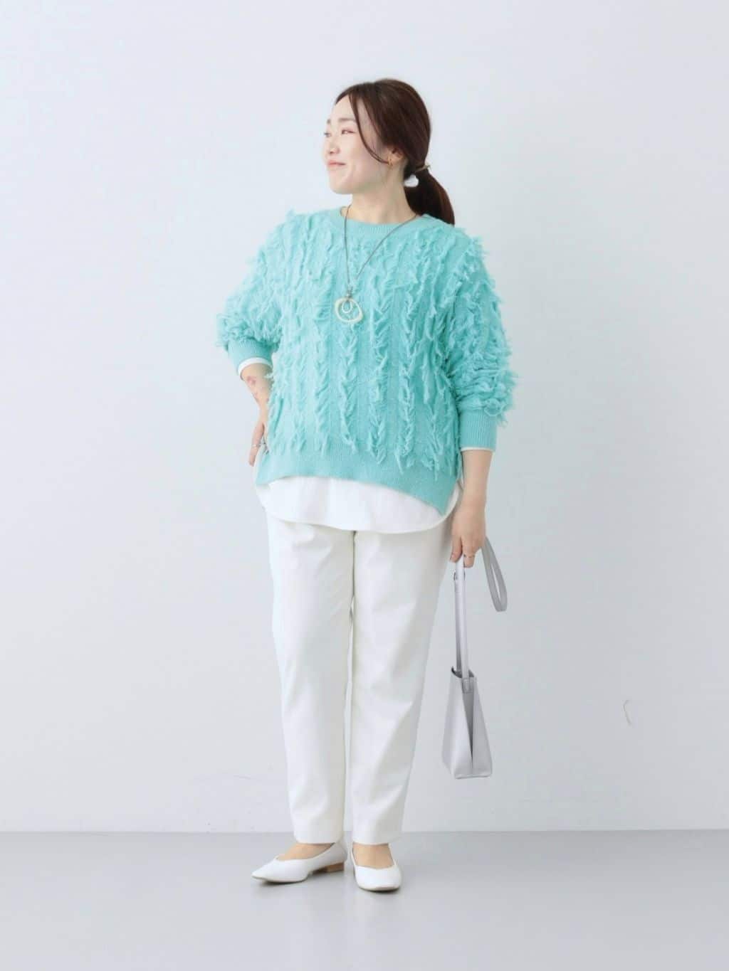 kaoさんの「INDIVI｜◆【洗える】フリンジ ジャカードニット」を使ったコーディネート