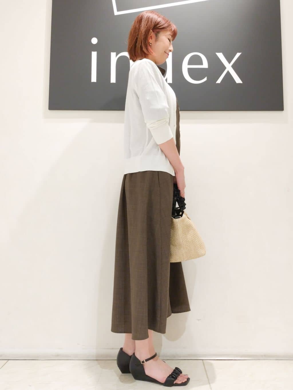 n.さんの「index｜◆【2WAY】雑材フリル持ち手バッグ」を使ったコーディネート