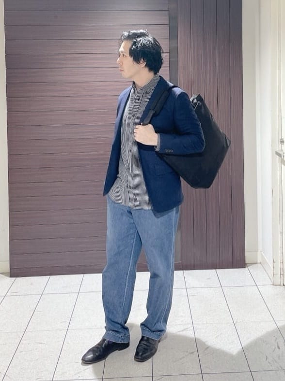 ToyoPさんの「TAKEO KIKUCHI｜【抗菌防臭/シーズンレス】シアサッカー ジャージシャツ」を使ったコーディネート
