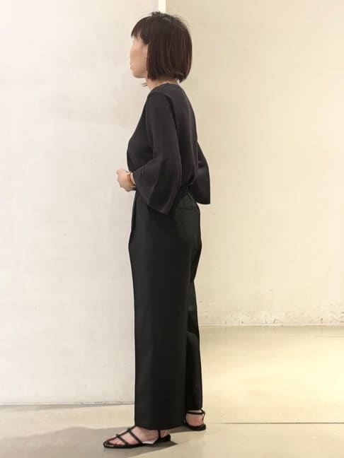 fujiさんの「THE SHOP TK｜◆【接触冷感/体型カバー】7分袖フレアニット/洗濯機OK/ＵＶケア」を使ったコーディネート